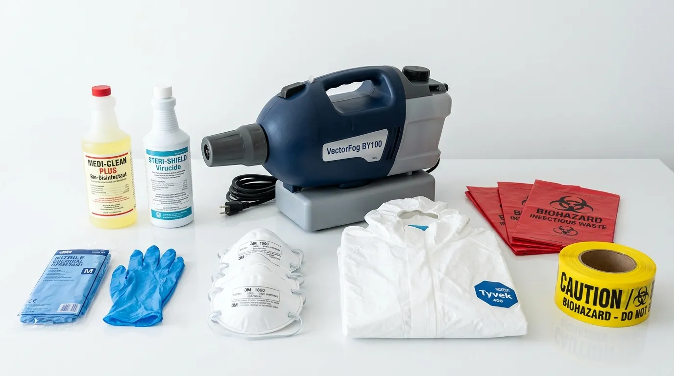 Professional biohazard remediation crew working in Redwood City