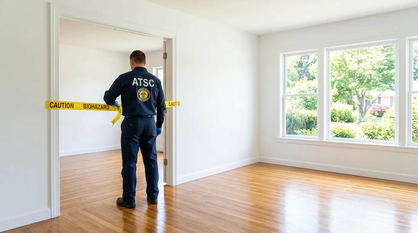 Certified biohazard cleanup crew performing Decomposition Cleanup in Redwood City